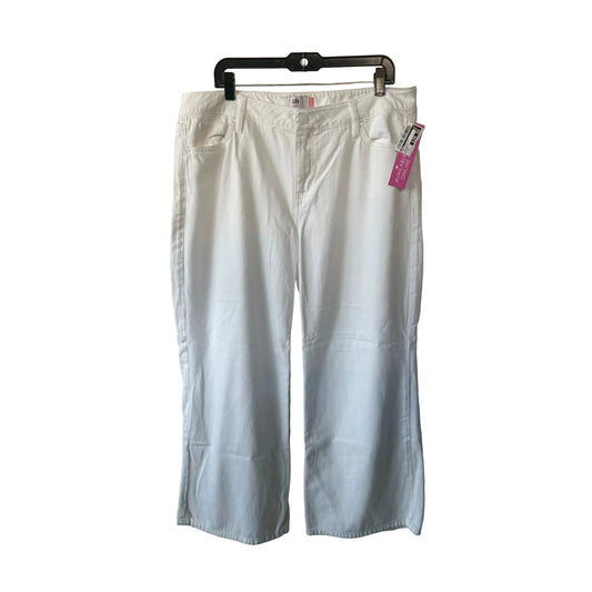 Jeans Wide Leg By Cabi In White Denim, Size: 14