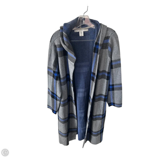 Sweater Cardigan By Max Studio In Blue & Grey, Size: 1x