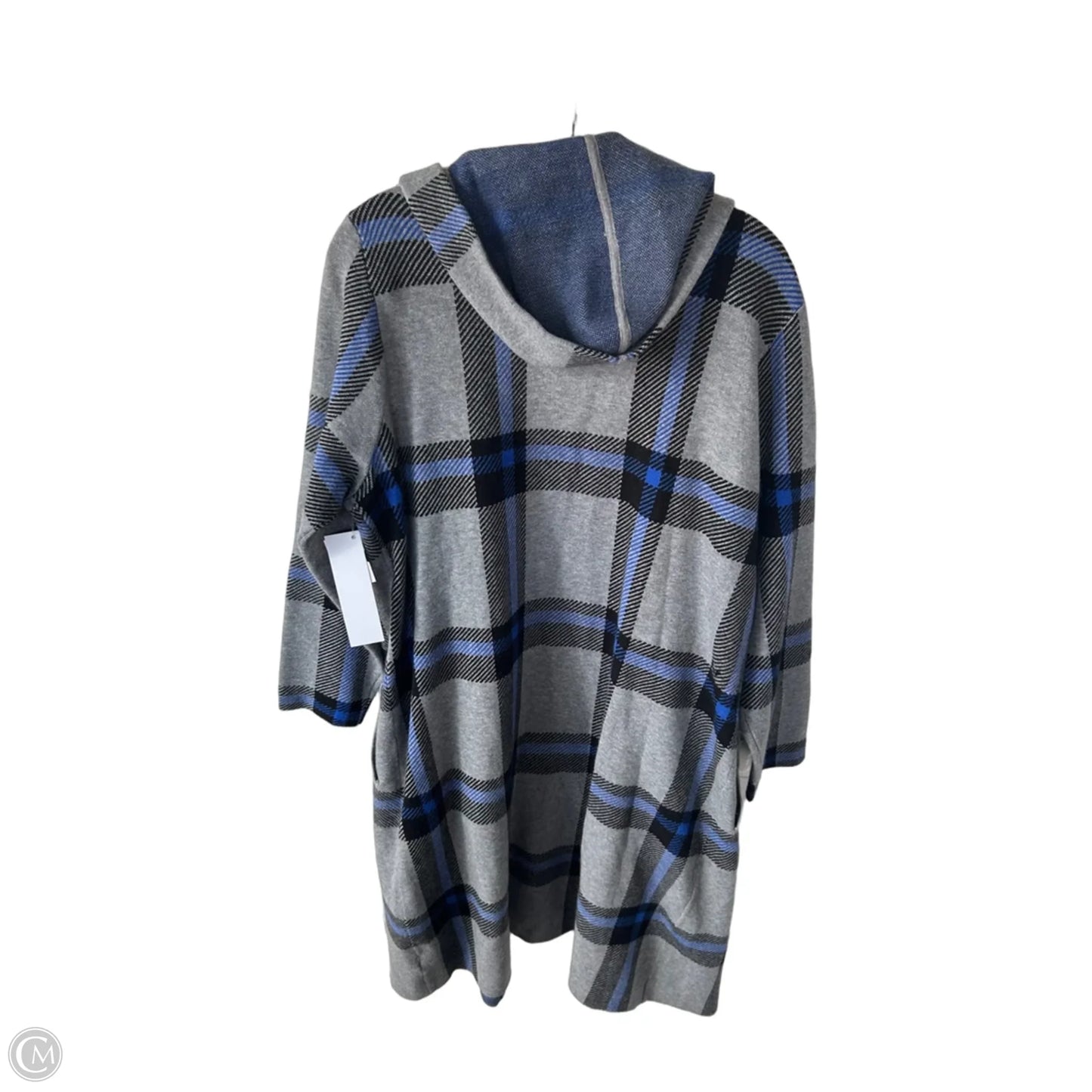 Sweater Cardigan By Max Studio In Blue & Grey, Size: 1x