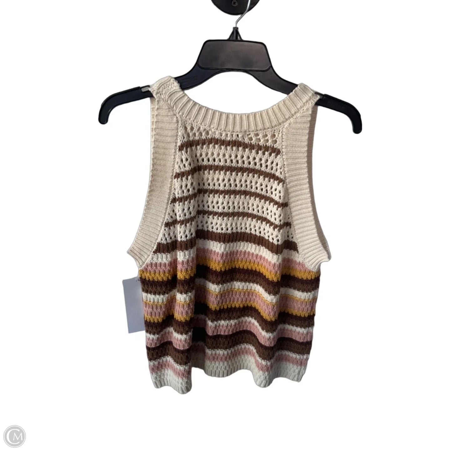Vest Sweater By Dr2 In Brown & Cream, Size: Xl