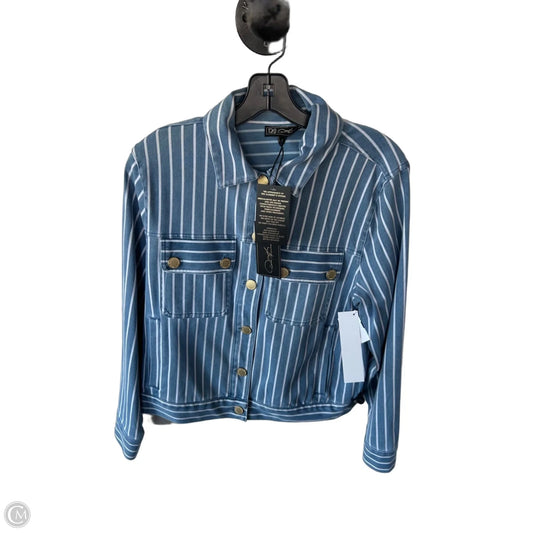 Jacket Denim By Dg2 In Blue & White, Size: M