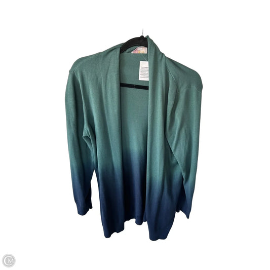 Sweater Cardigan By Belle By Kim Gravel In Blue & Green, Size: M
