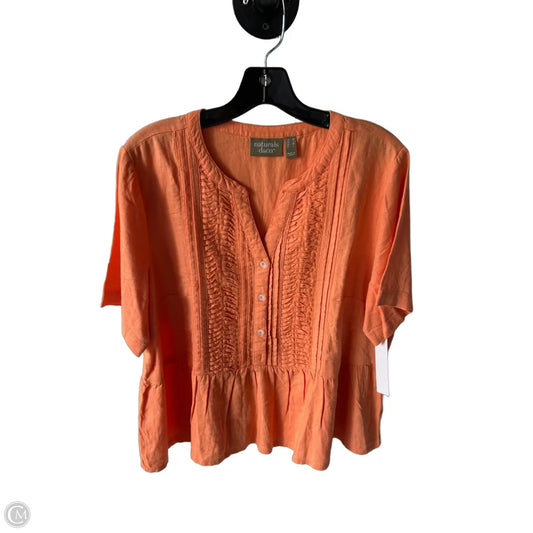 Blouse Short Sleeve By D&co. In Orange, Size: M