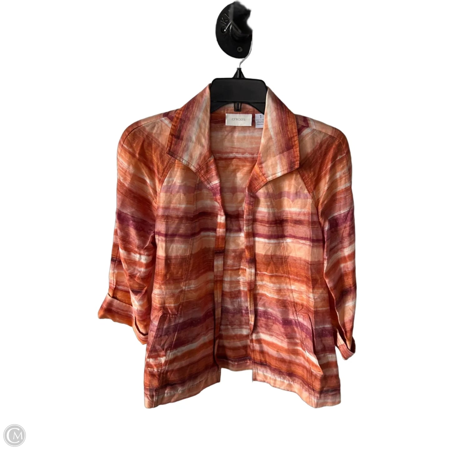 Blazer By Chicos In Orange & Red, Size: S