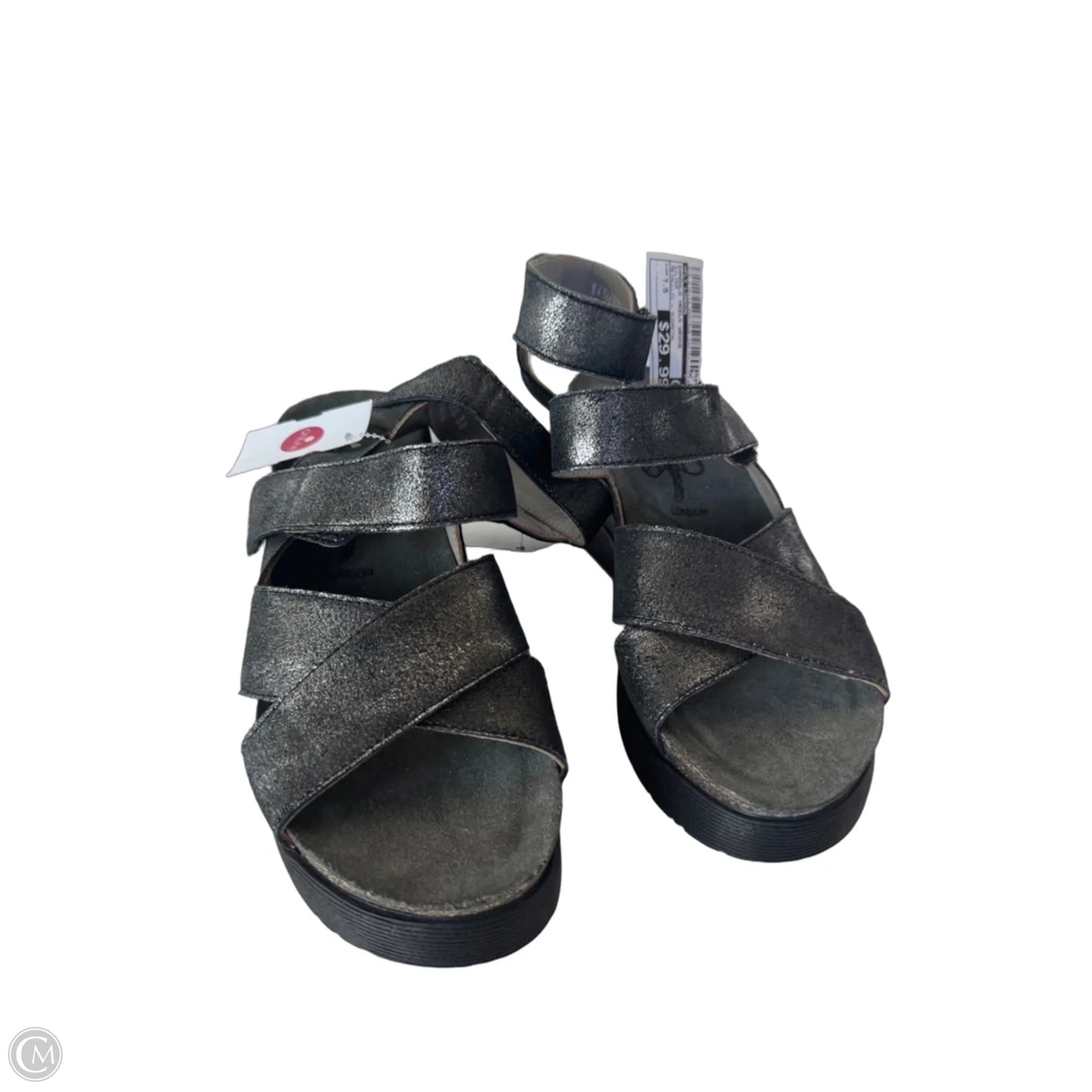 Sandals Heels Wedge By Fly London In Silver, Size: 7.5