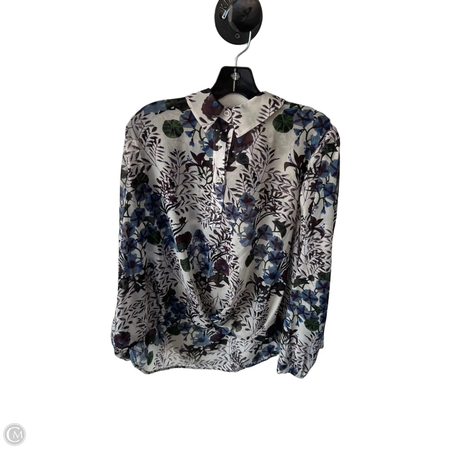 Blouse Long Sleeve By Cabi In Brown & Cream, Size: Xxl