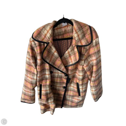 Coat Peacoat By Cabi In Orange & Tan, Size: L