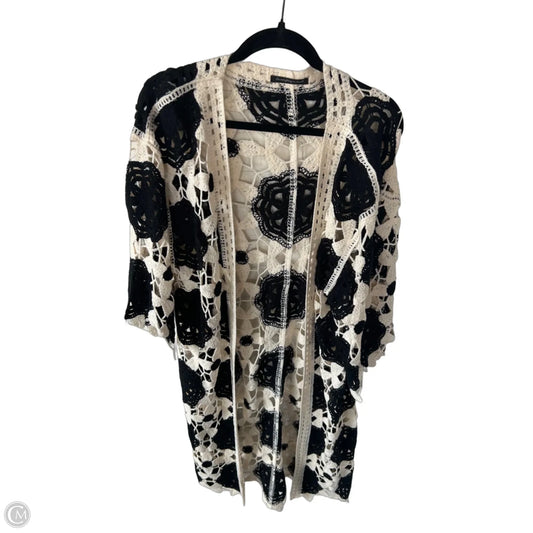 Sweater Cardigan By Do Everything In Love In Black & Cream, Size: Osfm