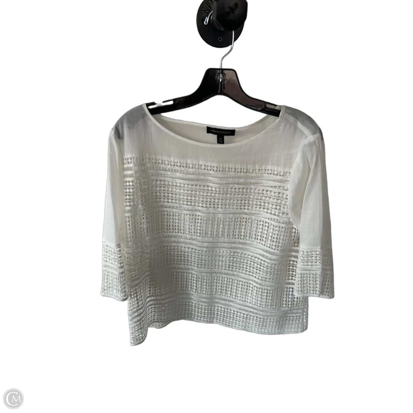 Blouse 3/4 Sleeve By Banana Republic In White, Size: M