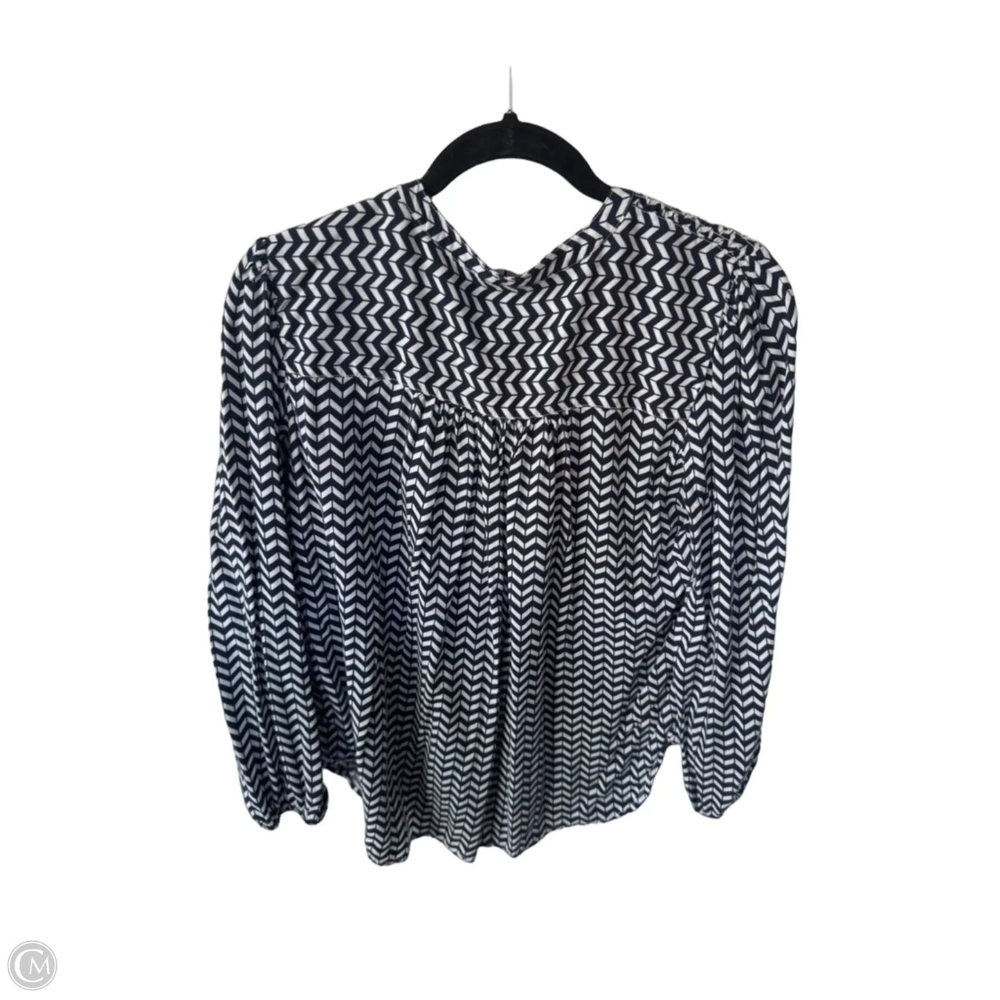 Blouse Long Sleeve By Tommy Hilfiger In Blue & White, Size: L