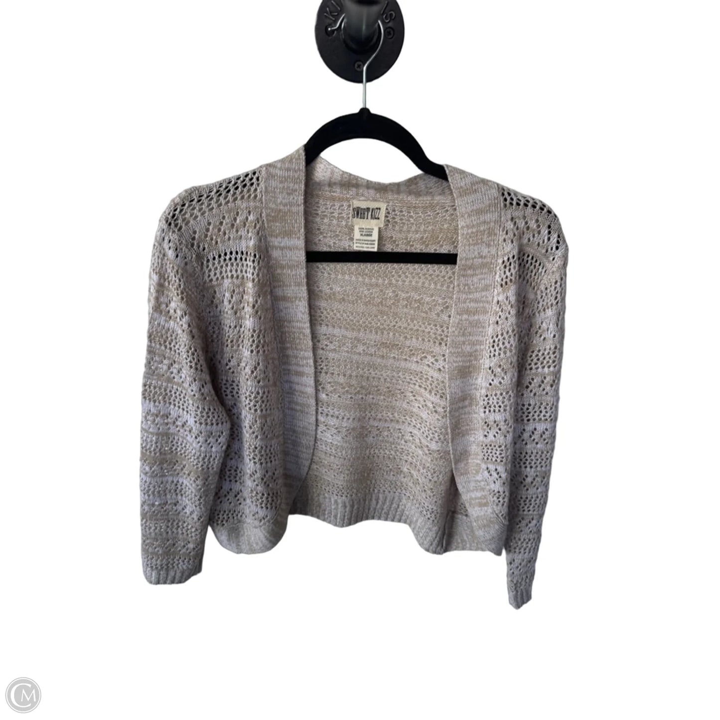 Sweater Cardigan By Clothes Mentor In Tan & White, Size: Xl