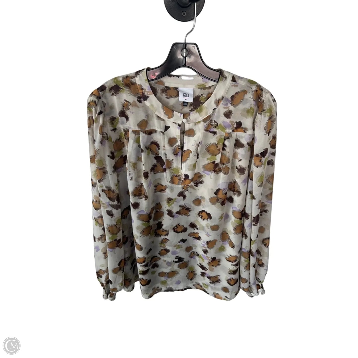Blouse Long Sleeve By Cabi In Cream & Green, Size: Xl