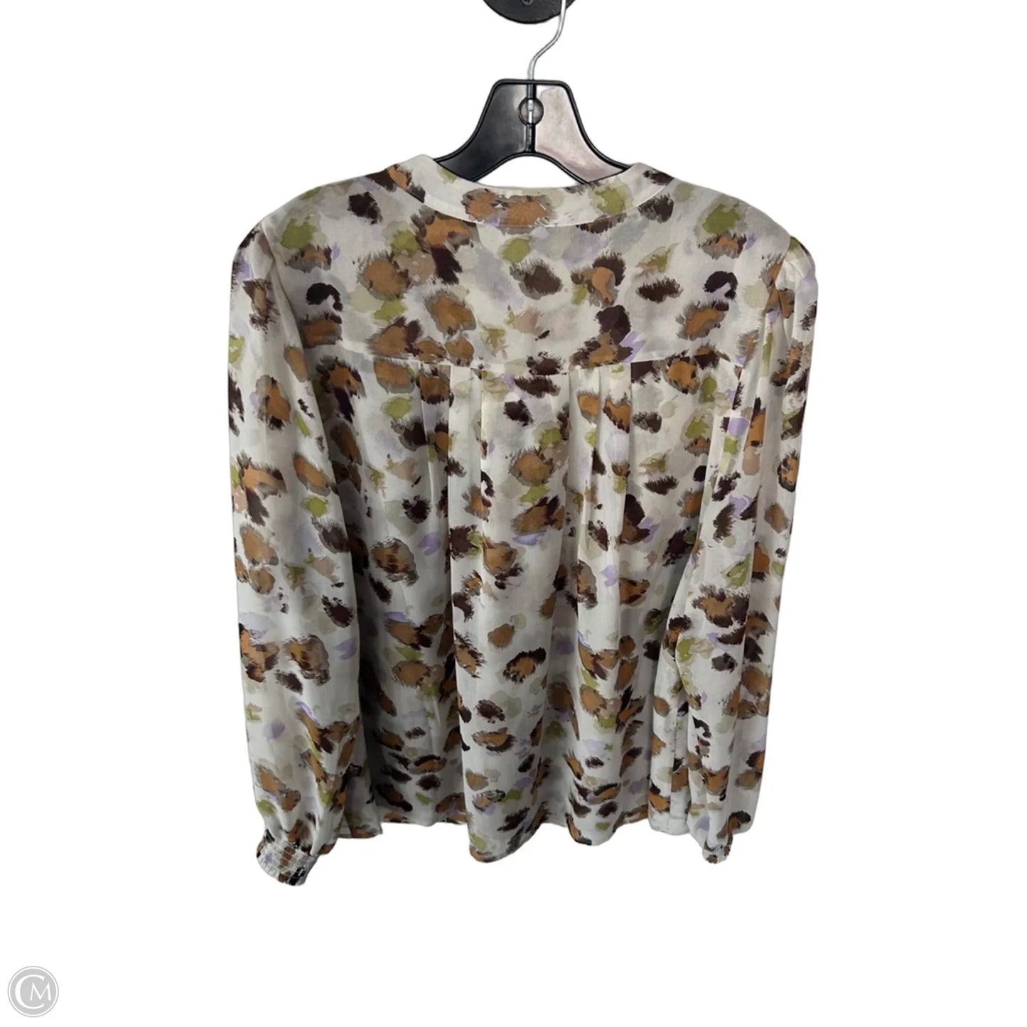 Blouse Long Sleeve By Cabi In Cream & Green, Size: Xl