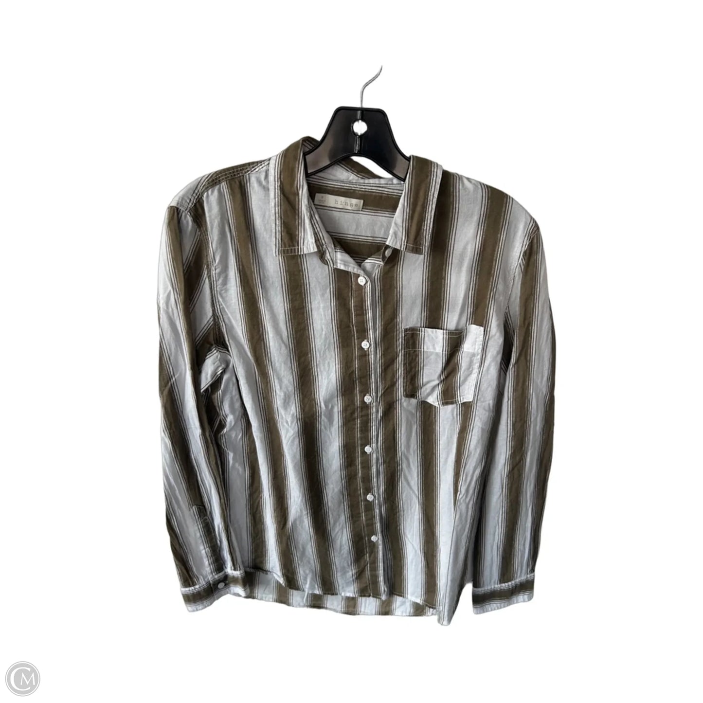 Blouse Long Sleeve By Hinge In Brown & White, Size: S