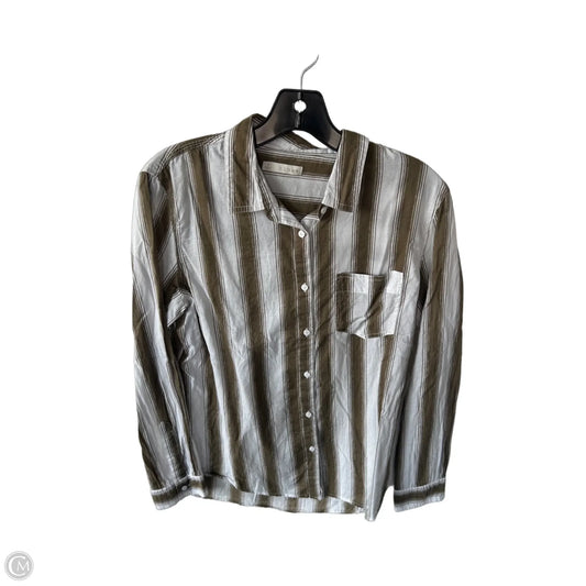 Blouse Long Sleeve By Hinge In Brown & White, Size: S