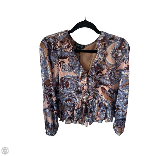 Blouse Long Sleeve By Rachel Zoe In Brown & Pink, Size: Xs