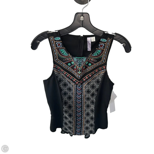 Blouse Sleeveless By Alya In Black & Tan, Size: S