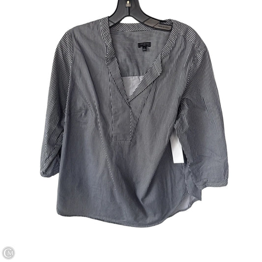 Blouse 3/4 Sleeve By Talbots In Blue & White, Size: 1x
