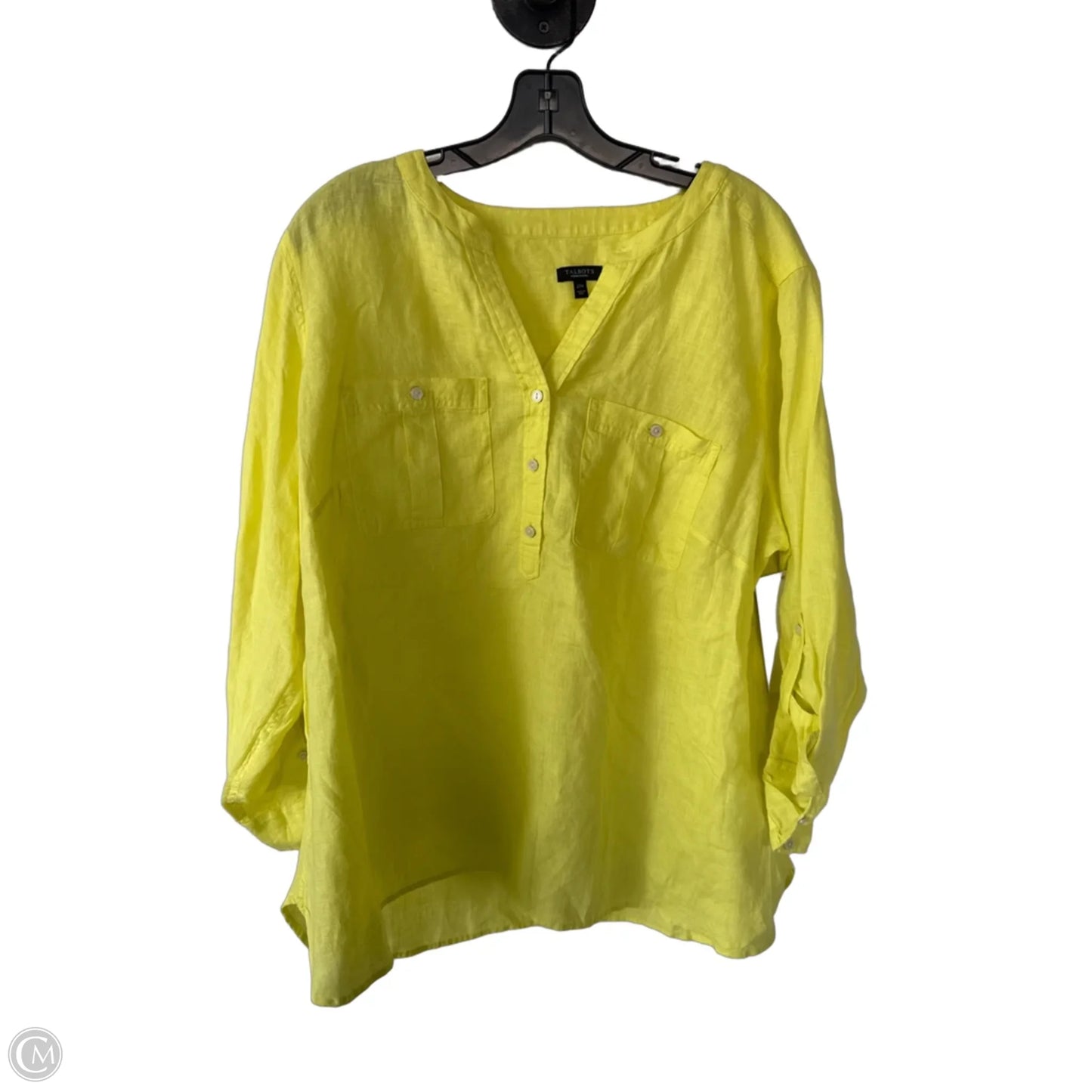 Blouse 3/4 Sleeve By Talbots In Yellow, Size: 2x
