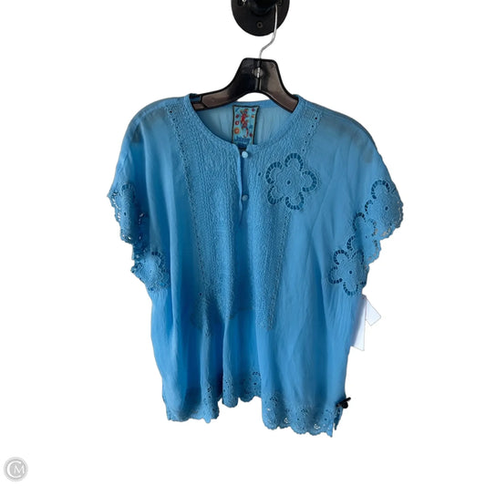 Blouse Designer By Johnny Was In Blue, Size: L