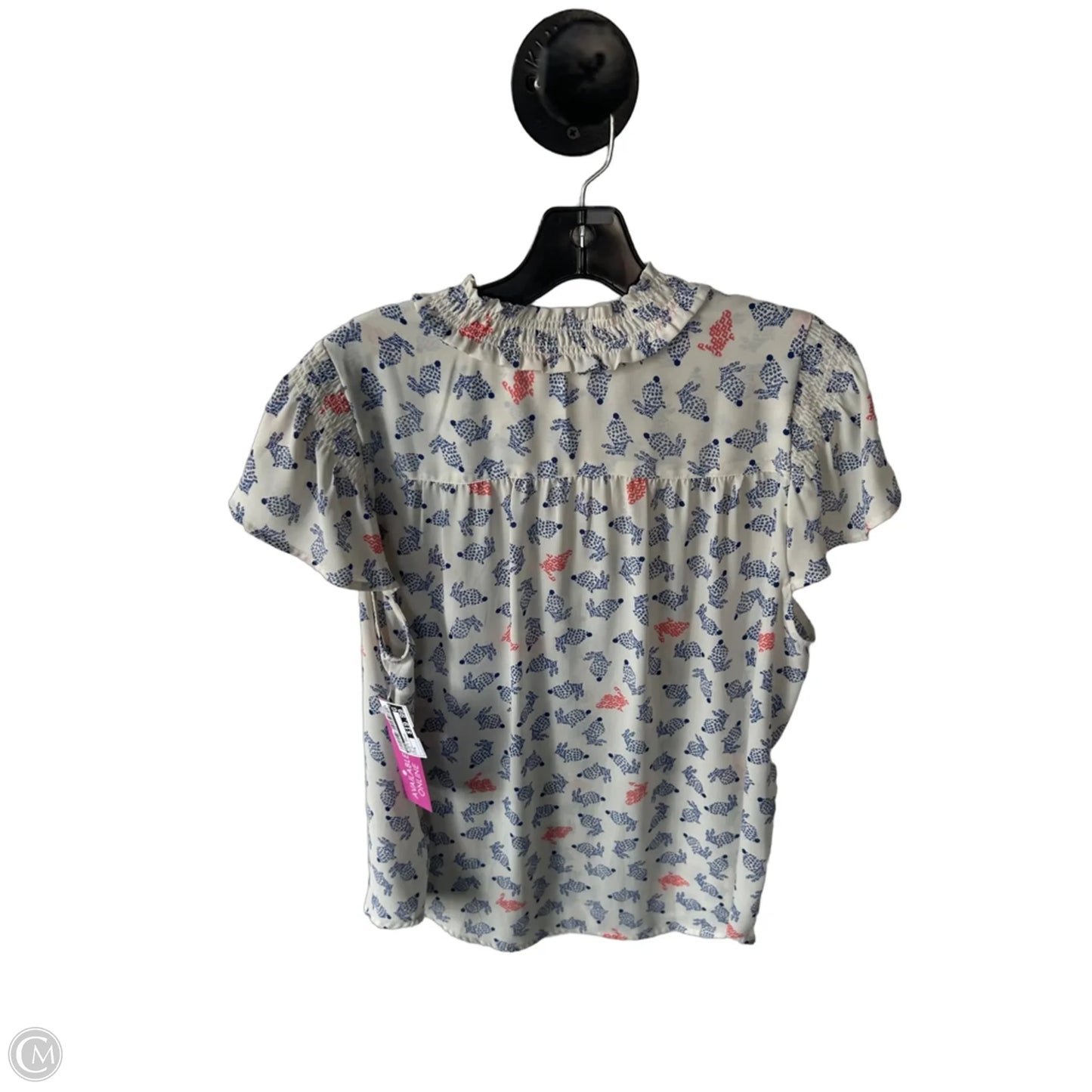 Blouse Short Sleeve By Maeve In Cream & Orange, Size: M