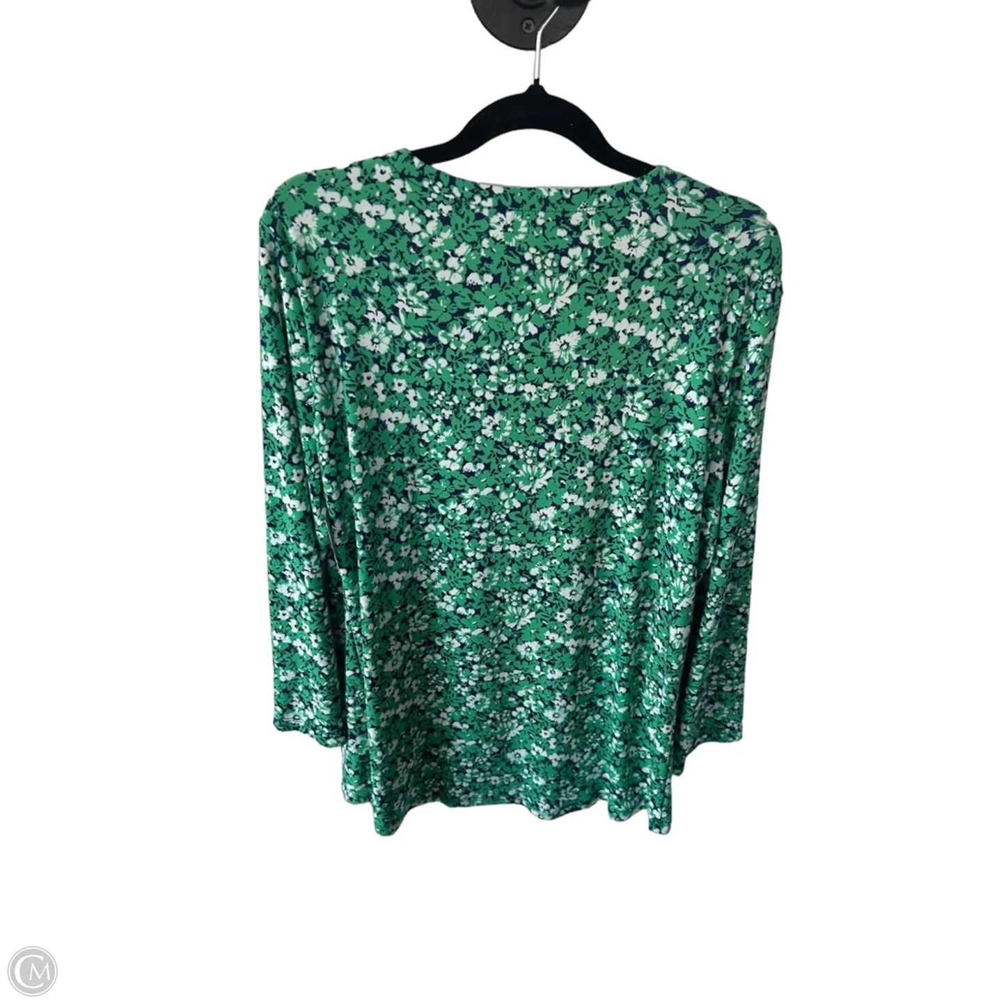 Top Long Sleeve By Jones New York In Green & White, Size: L