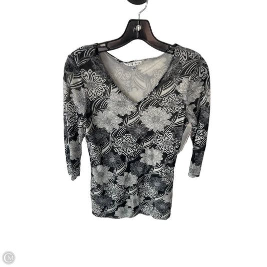 Tunic 3/4 Sleeve By Cabi In Black & Cream, Size: L
