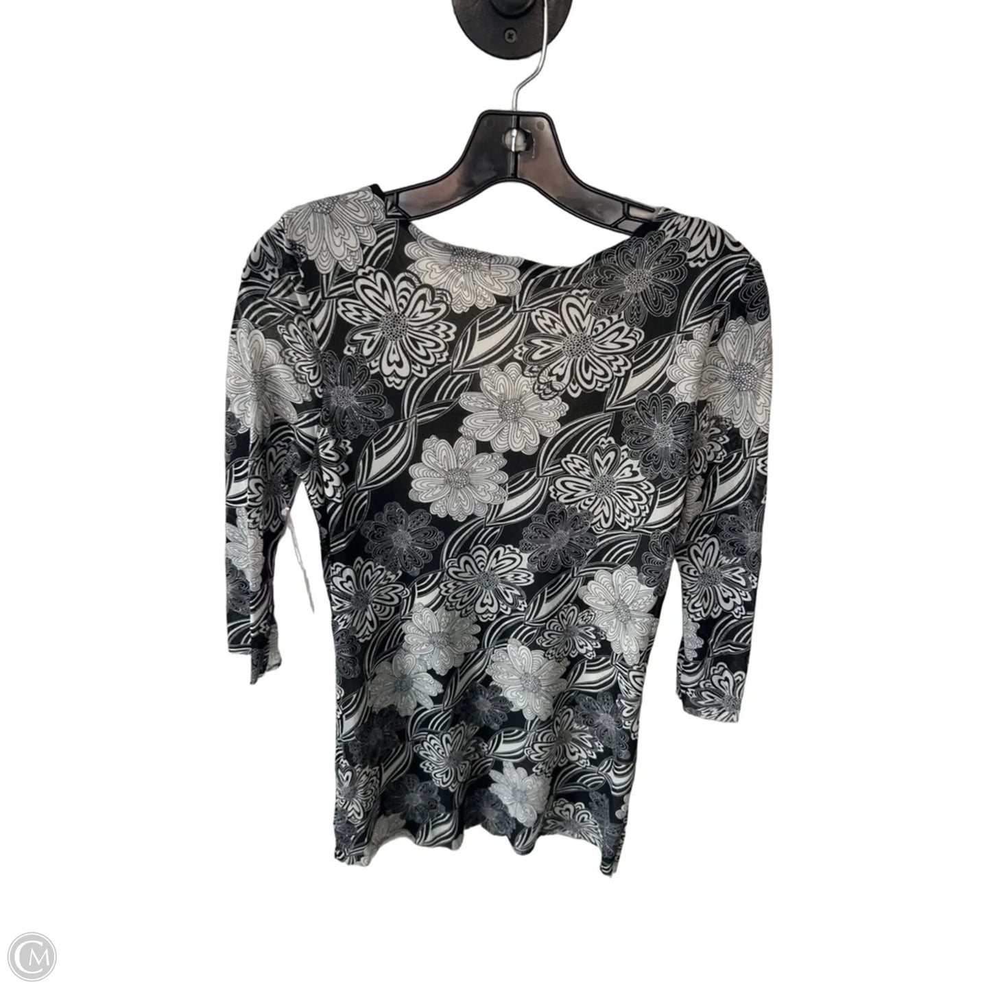 Tunic 3/4 Sleeve By Cabi In Black & Cream, Size: L