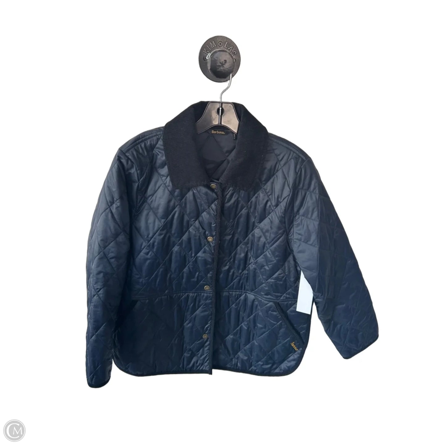 Jacket Puffer & Quilted By Barbour In Black & Blue, Size: M