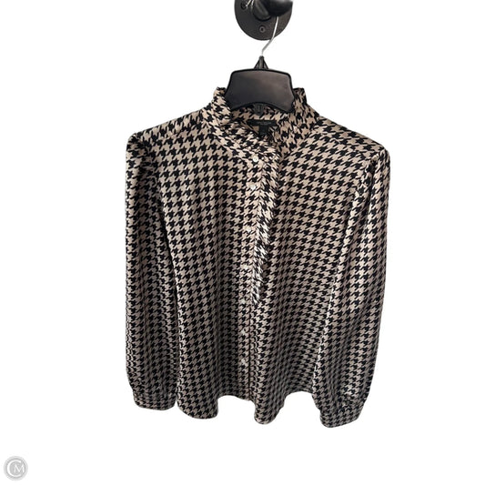 Blouse Long Sleeve By Ann Taylor In Black & Tan, Size: L