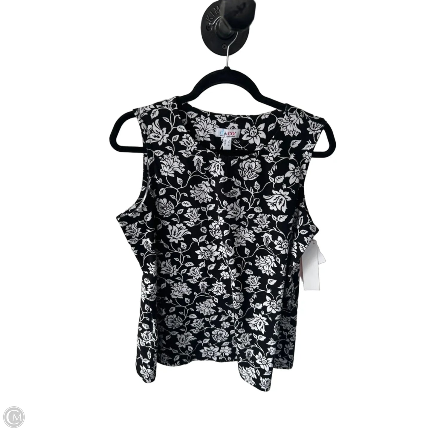 Top Sleeveless By D&co. In Black & White, Size: L