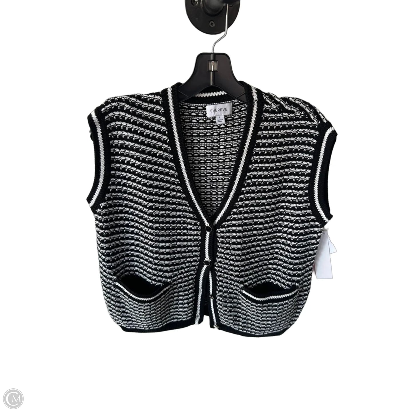 Vest Sweater By Evereve In Black & White, Size: L