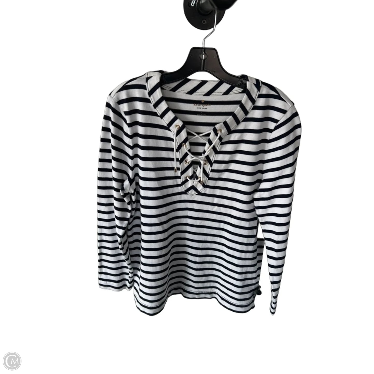 Top Long Sleeve Designer By Kate Spade In Blue & White, Size: L