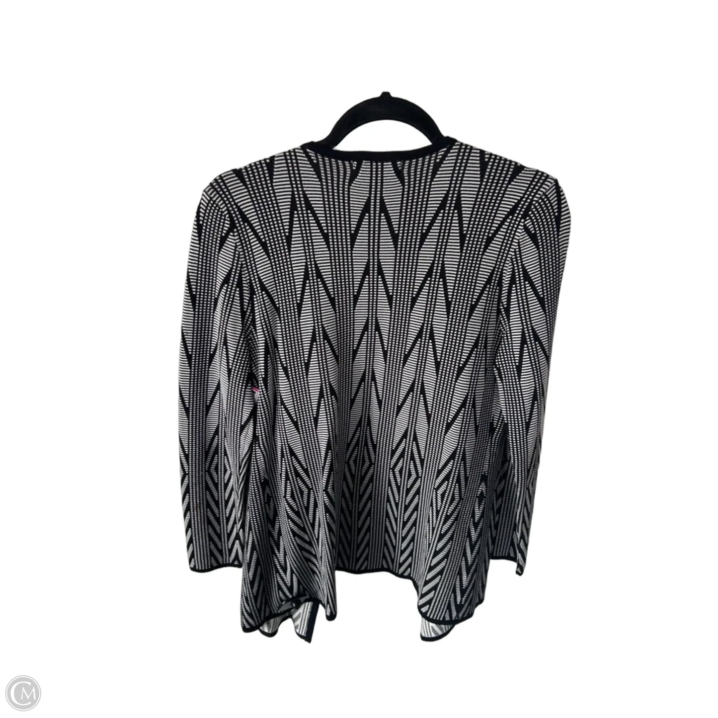 Sweater Cardigan By Calvin Klein In Black & White, Size: M