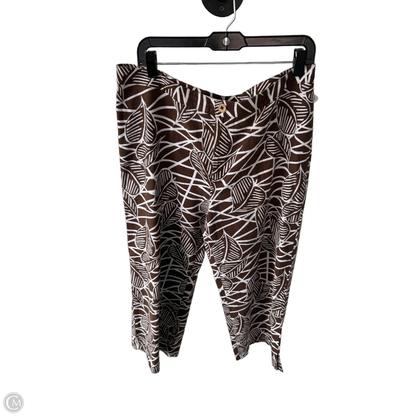 Pants Linen By Chicos In Brown & White, Size: 10