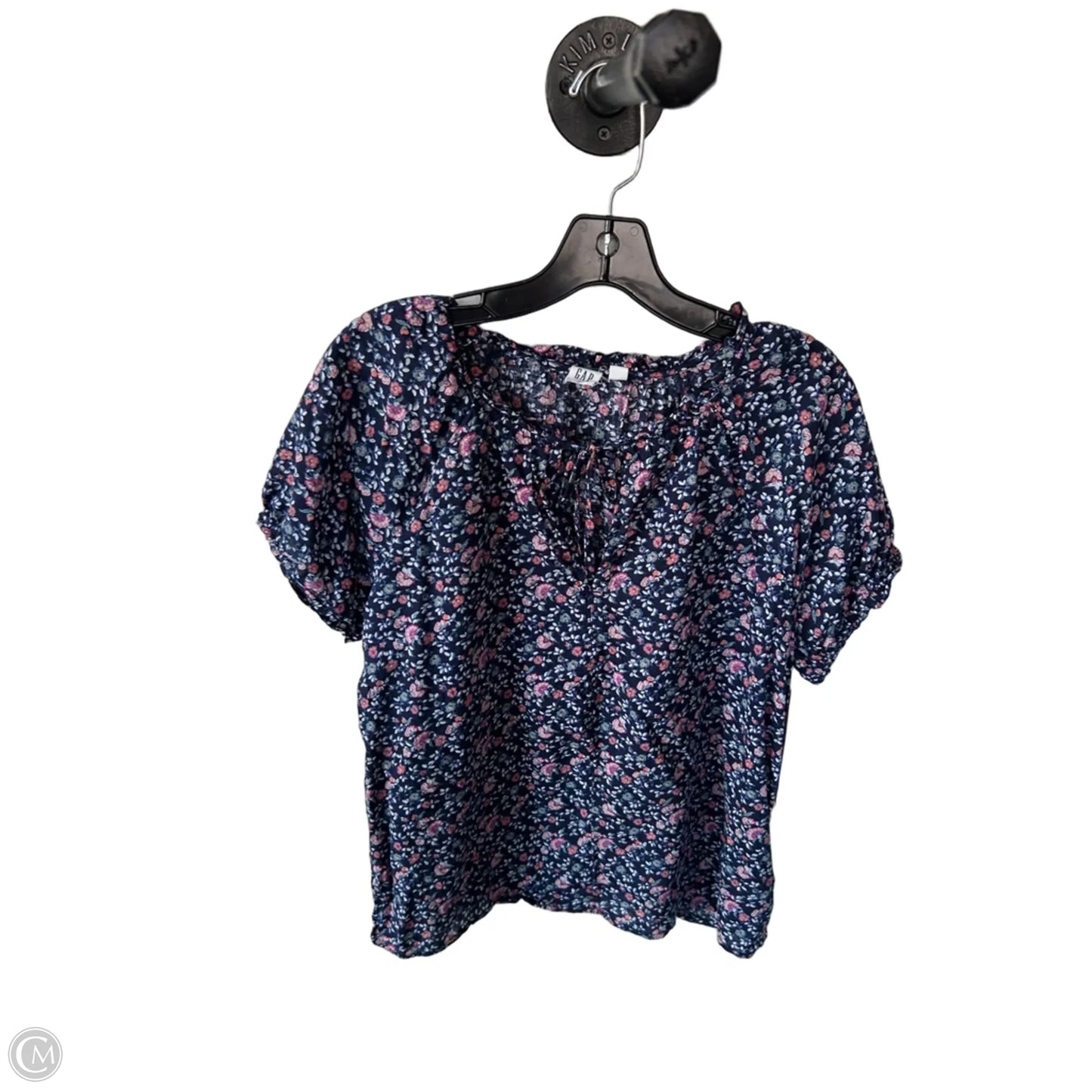 Blouse Short Sleeve By Gap In Blue & Pink, Size: M