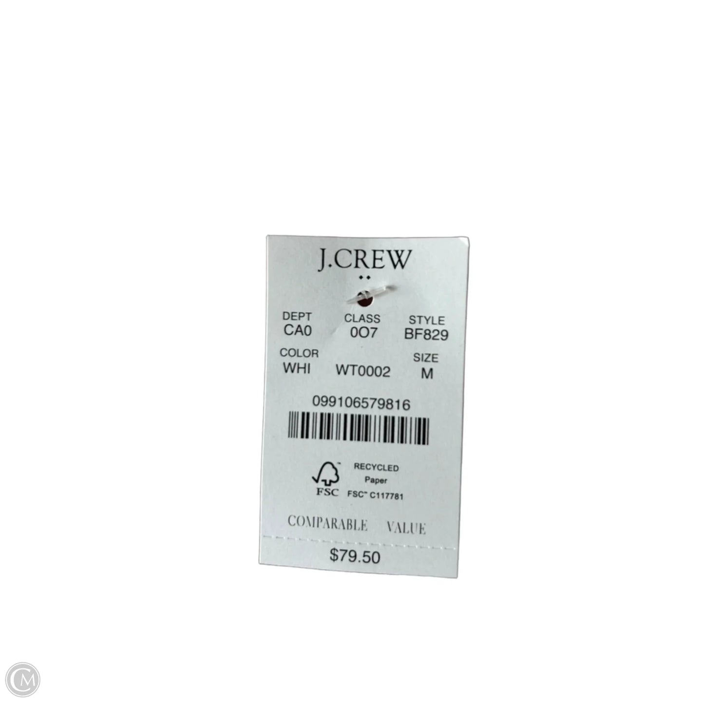 Blouse 3/4 Sleeve By J. Crew In White, Size: M