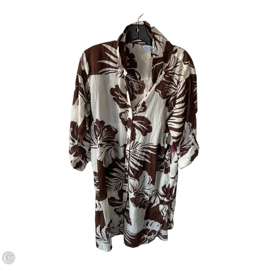 Swimwear Cover-up By Blue Island In Brown & Cream, Size: L