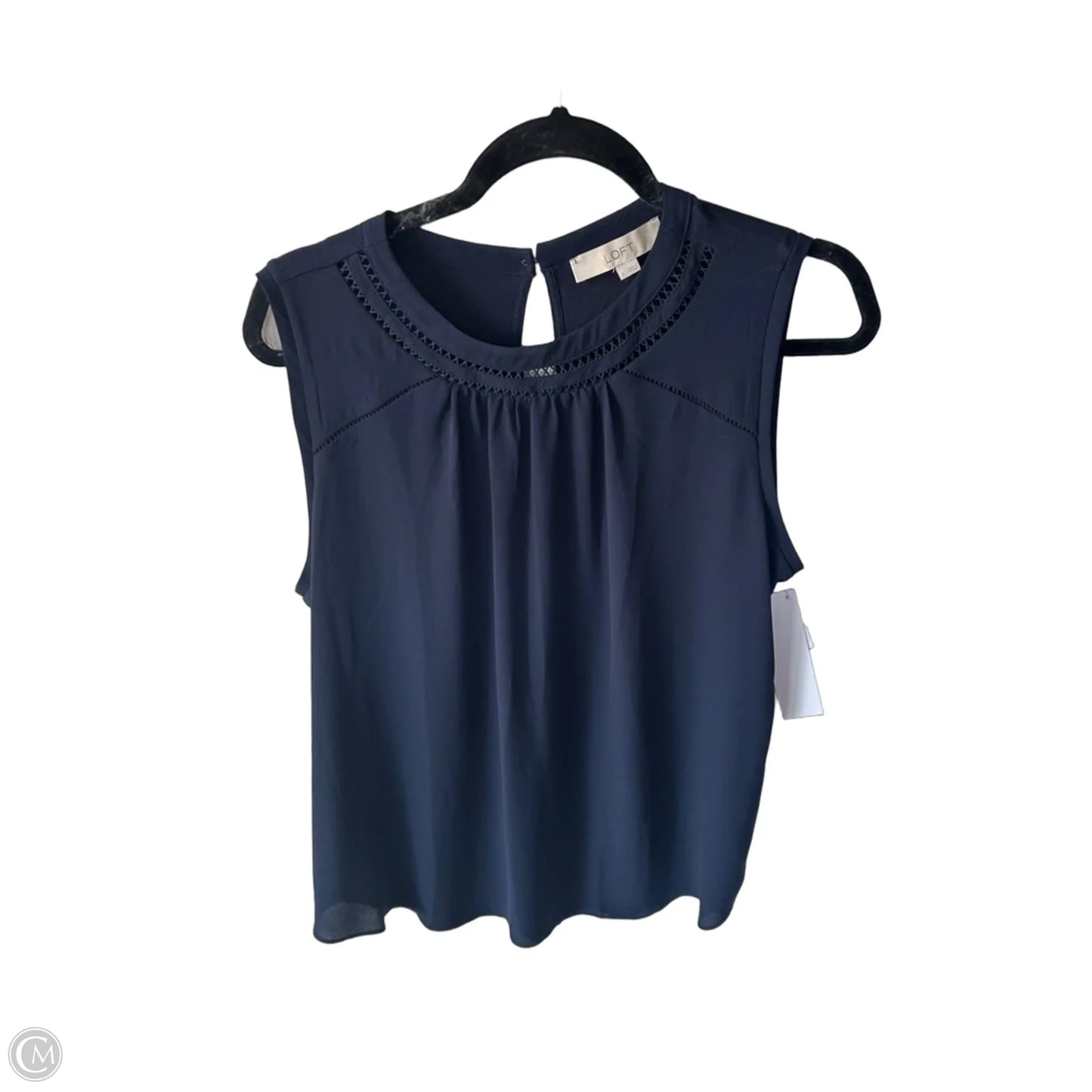 Blouse Sleeveless By Loft In Navy, Size: L