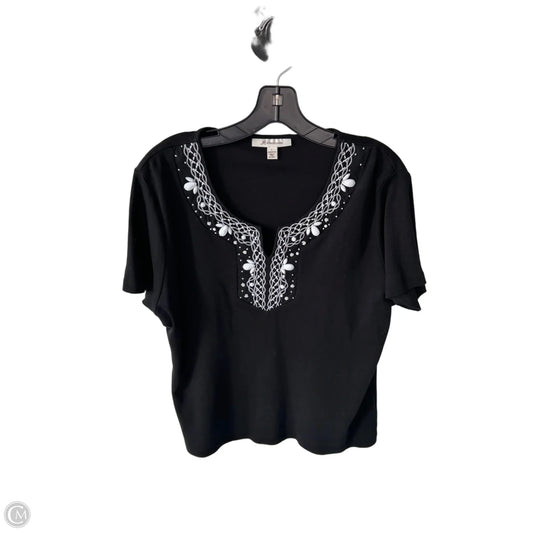 Top Short Sleeve By Jm Collections In Black & White, Size: L