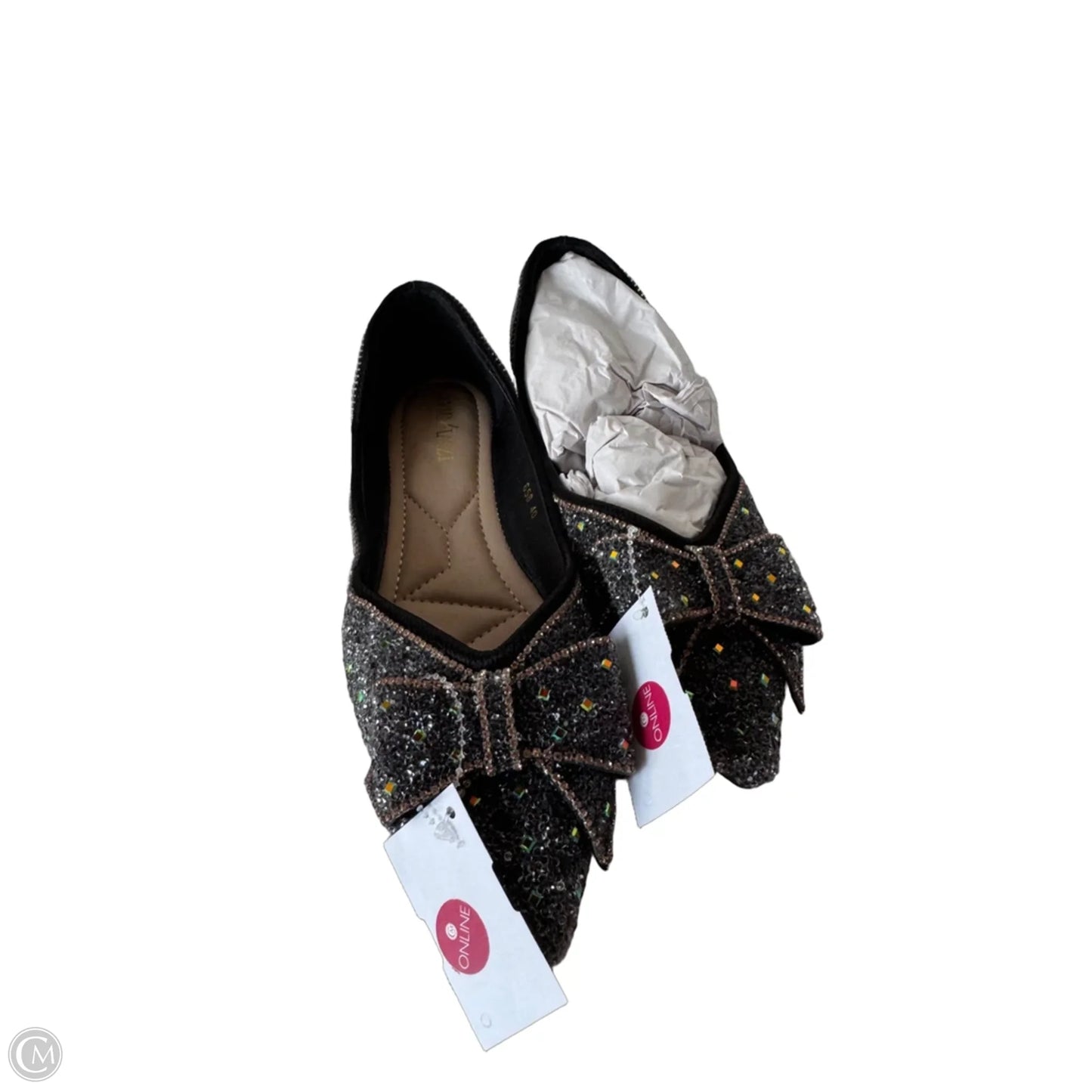 Shoes Flats By Clothes Mentor In Black & Gold, Size: 8.5