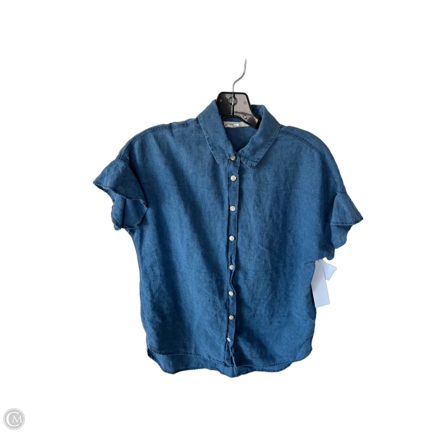Blouse Short Sleeve By Madewell In Blue Denim, Size: Mp