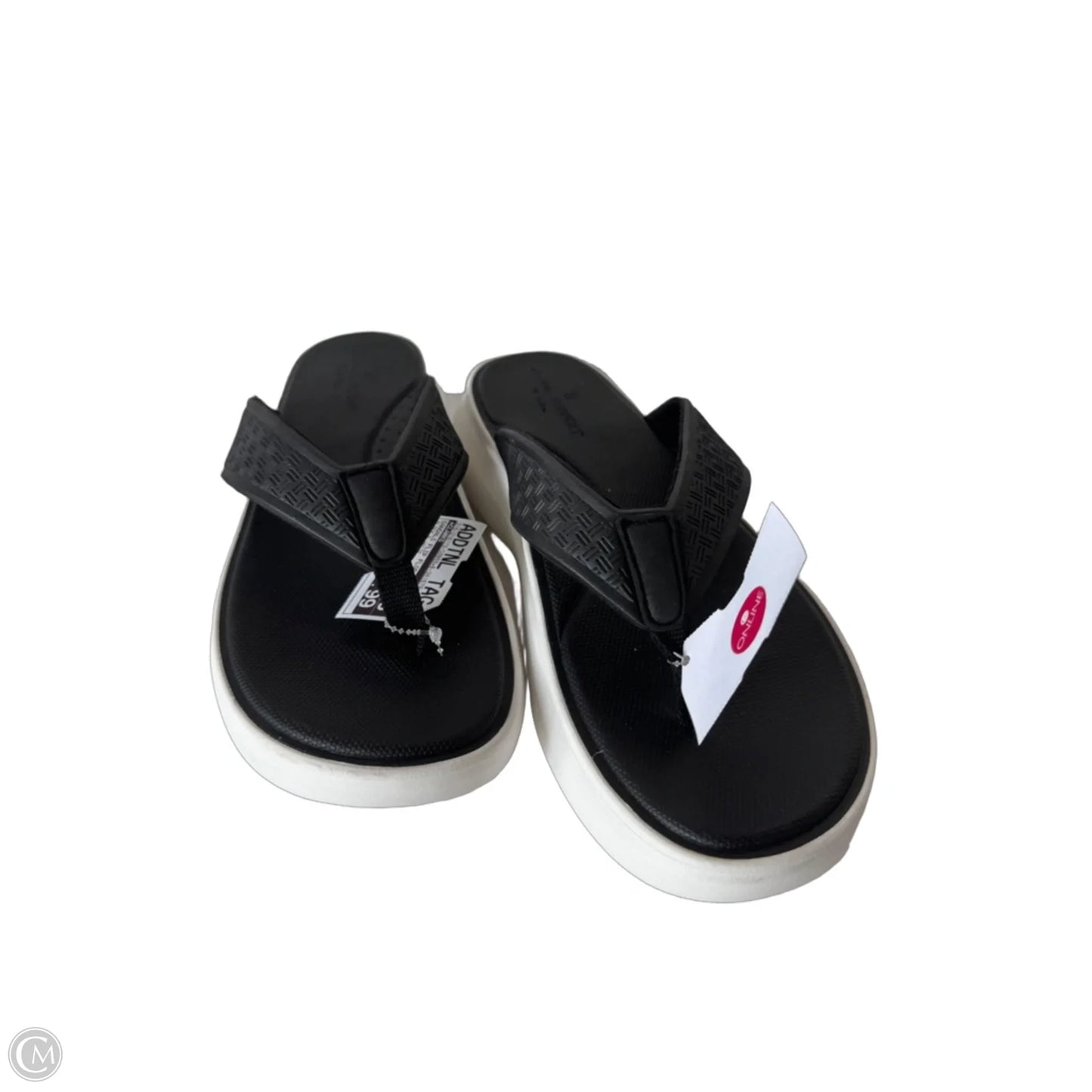 Sandals Flip Flops By Clarks In Black & White, Size: 10