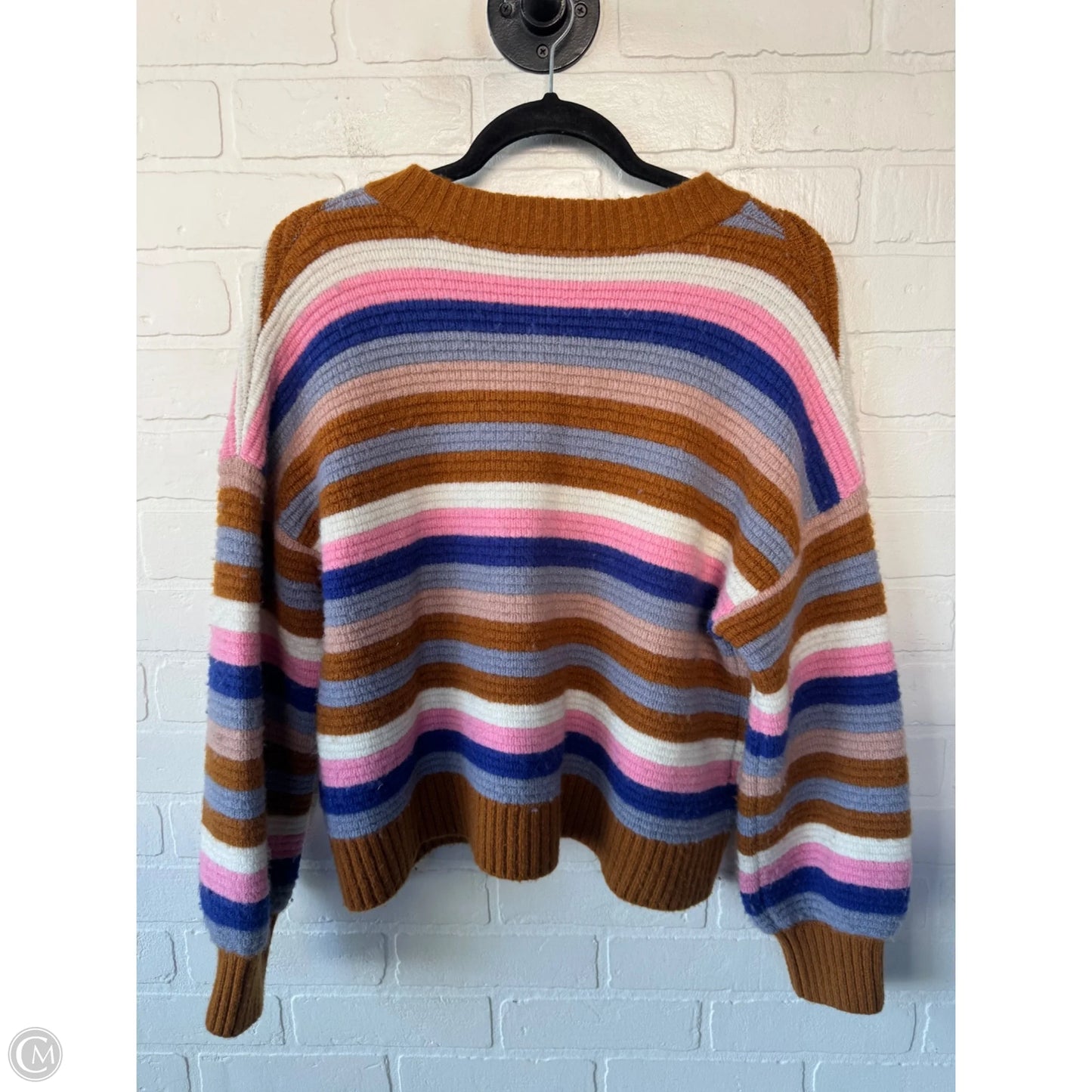 Sweater Cardigan By Madewell In Brown & White, Size: S