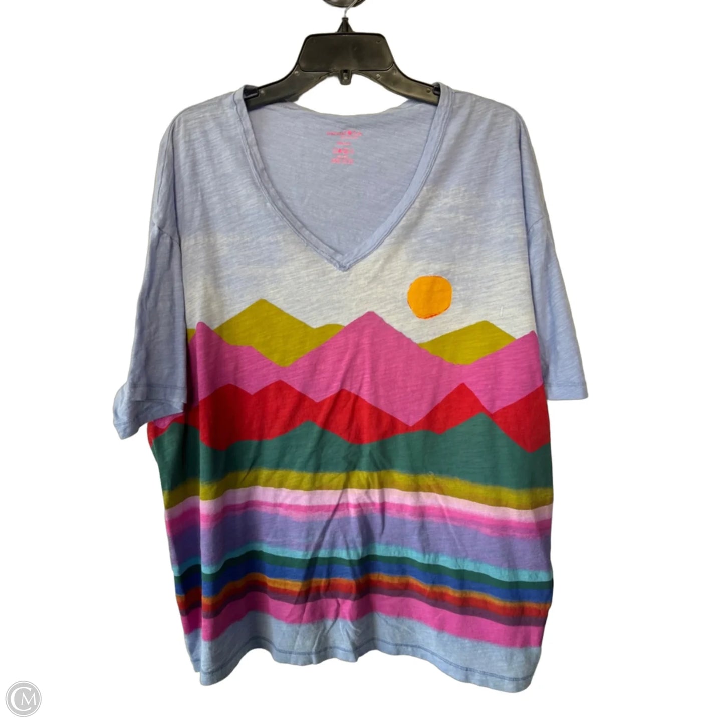 Top Short Sleeve By Natural Life In Blue & Pink, Size: Osfm