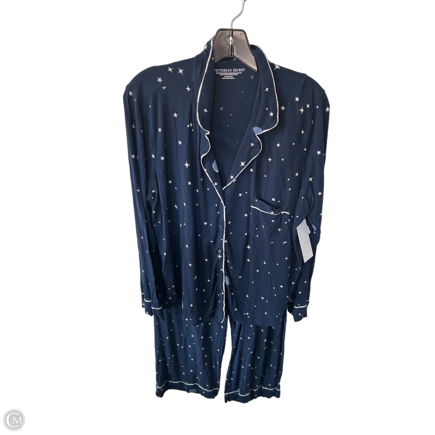 Pajamas 2pc By Victorias Secret In Blue & White, Size: L