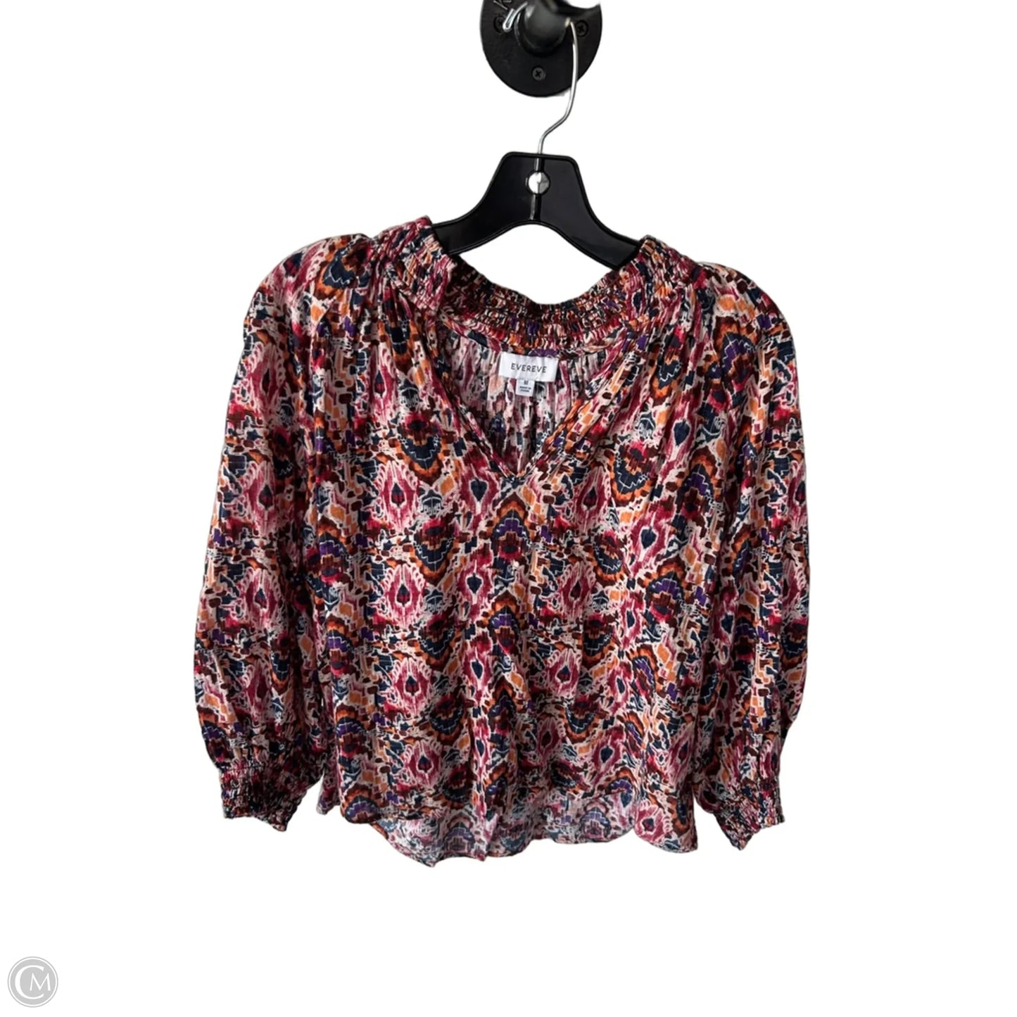 Blouse Long Sleeve By Evereve In Orange & Red, Size: M