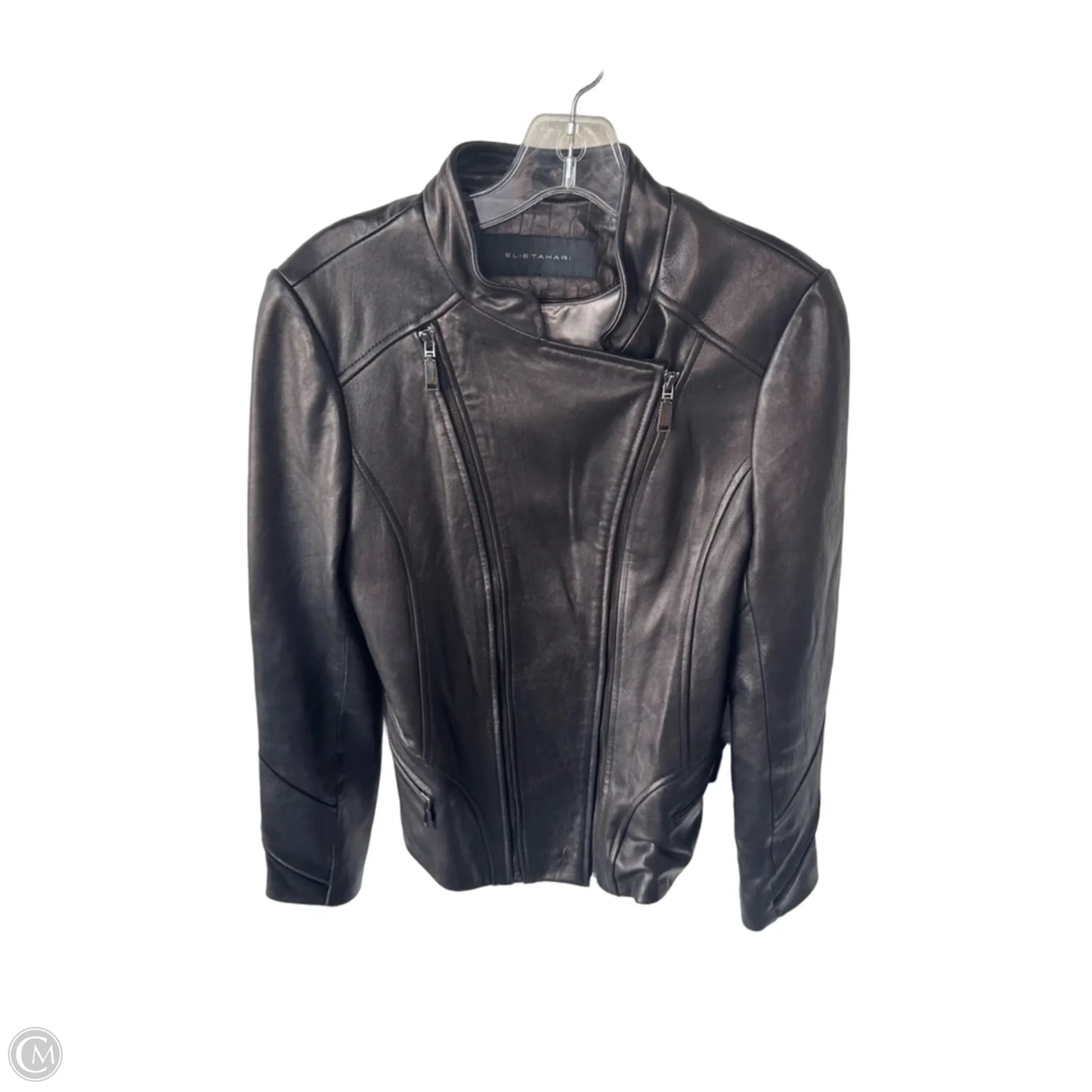 Jacket Moto Leather By Elie Tahari In Black, Size: M