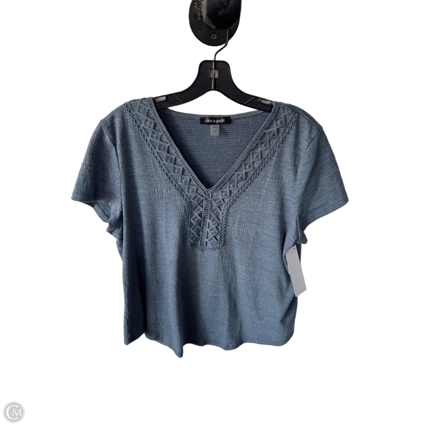 Top Short Sleeve By Cable And Gauge In Blue, Size: L