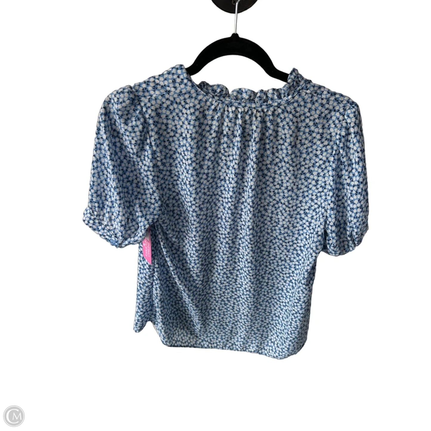 Blouse Short Sleeve By Tamara H In Blue & White, Size: S